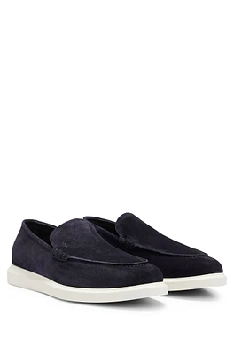 Suede slip-on loafers with logo detail