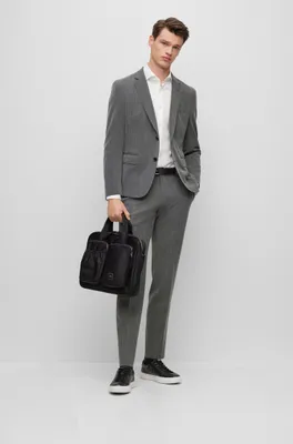 Slim-fit suit micro-patterned performance-stretch cloth