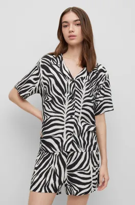 Relaxed-fit pajama shirt zebra-print gabardine