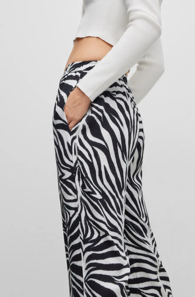 HUGO Straight-leg pajama bottoms zebra-print gabardine