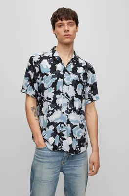Relaxed-fit shirt floral-print poplin
