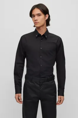 Slim-fit shirt stretch cotton with logo hardware