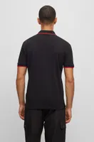 Cotton-piqué slim-fit polo shirt with red logo label