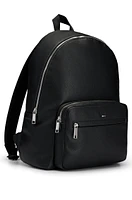 Faux-leather backpack with logo and signature stripe