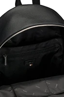 Faux-leather backpack with logo and signature stripe