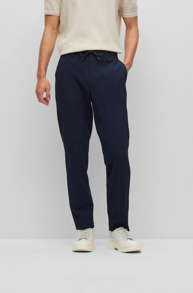 BOSS - Pantalones formales slim fit con cintura con cordón