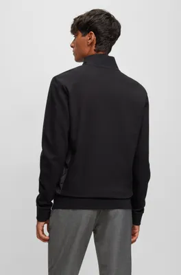 Ottoman-structured zip-up sweatshirt with tonal side panels