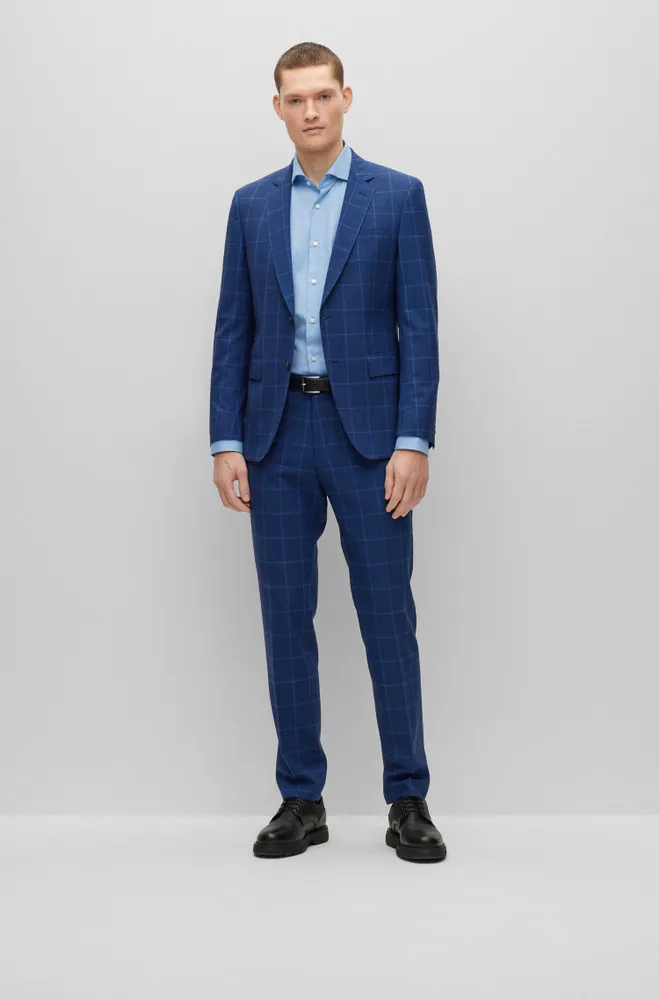 Slim-fit suit checkered virgin wool