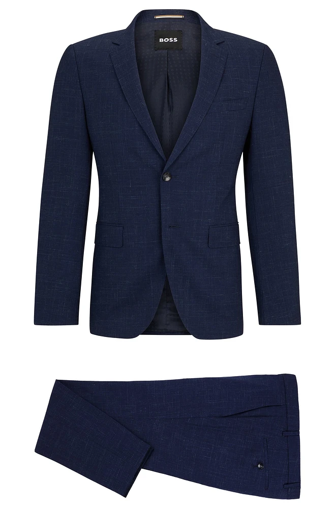 Extra-slim-fit suit patterned wool and linen