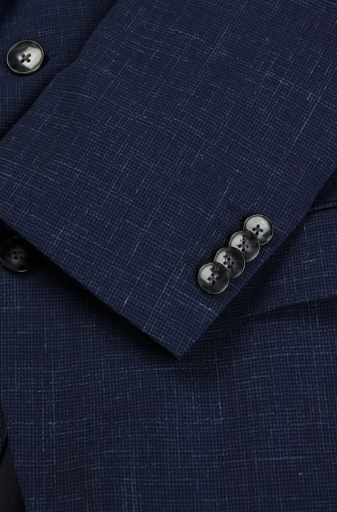 Extra-slim-fit suit patterned wool and linen