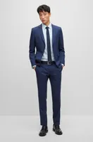 Extra-slim-fit suit patterned wool and linen