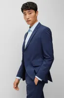 Extra-slim-fit suit patterned wool and linen