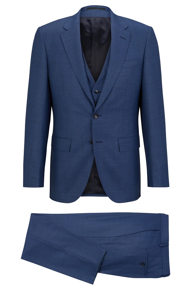 Three-piece slim-fit suit virgin wool