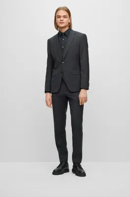 Slim-fit three-piece suit stretch virgin wool
