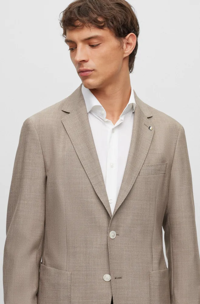 Slim-fit jacket micro-patterned virgin wool
