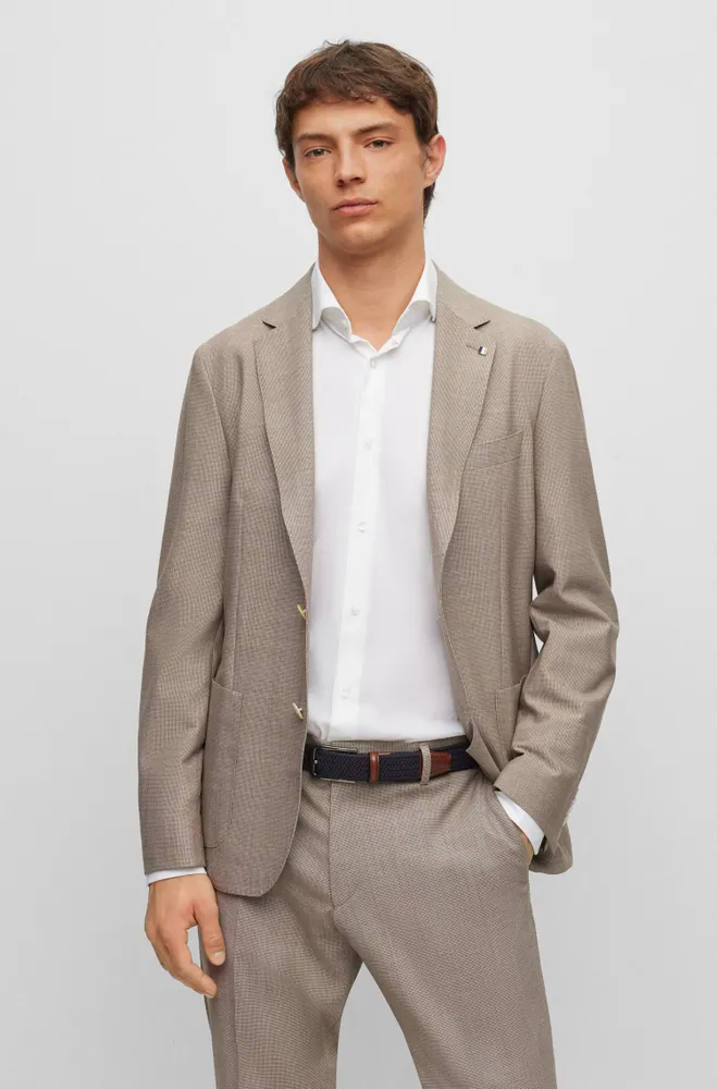 Slim-fit jacket micro-patterned virgin wool