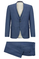 Slim-fit suit checked virgin-wool serge