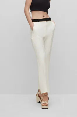 Regular-fit trousers with cropped bootleg cut