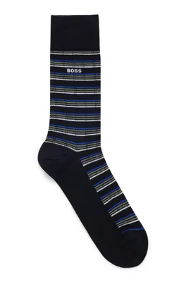 Regular-length striped socks in a mercerized cotton blend