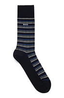 BOSS - Regular-length striped socks in a mercerized cotton blend - Dark Blue