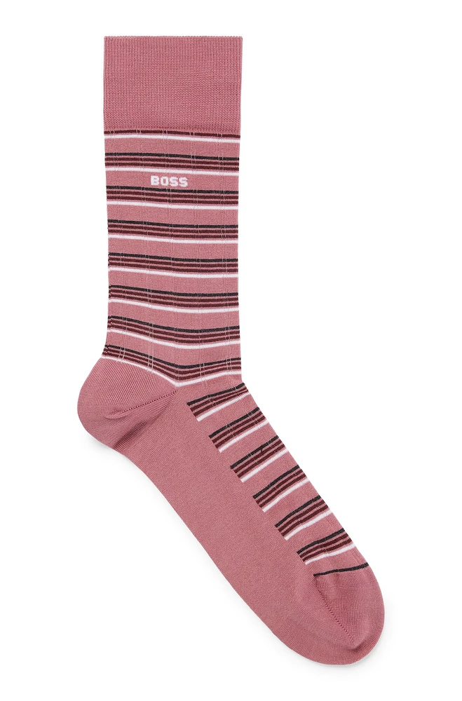 Regular-length striped socks in a mercerized cotton blend