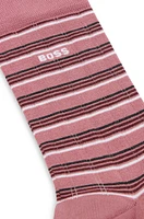 Regular-length striped socks in a mercerized cotton blend