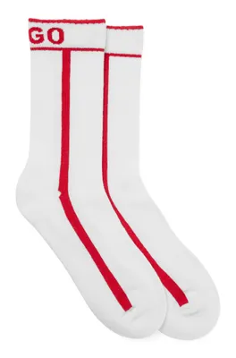 Two-pack of ribbed socks with stripes and logo