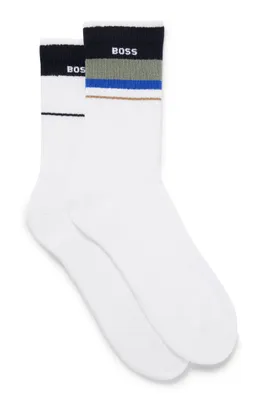 Two-pack of quarter-length logo socks with stripes