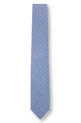 Pure-silk tie with jacquard-woven dot pattern