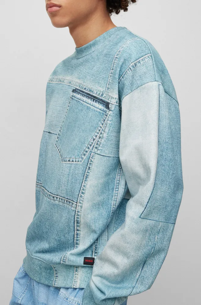 BOSS - Sudadera con capucha oversize fit en algodón con aplique de logo