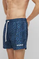 Quick-dry animal-print swim shorts