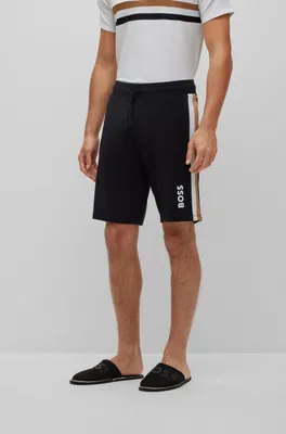 Drawstring loungewear shorts with signature stripe and logo