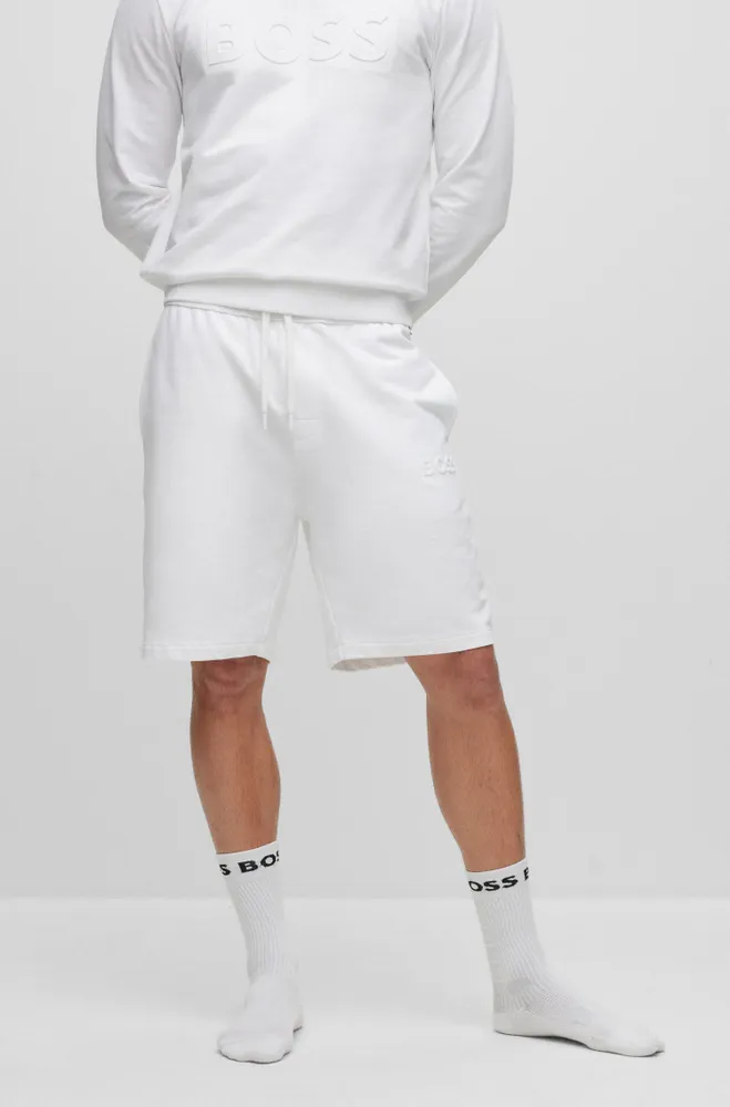 Cotton-terry loungewear shorts with embossed logo