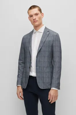 Slim-fit jacket checked stretch cotton