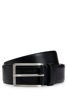 Italian-made leather belt with engraved-logo buckle