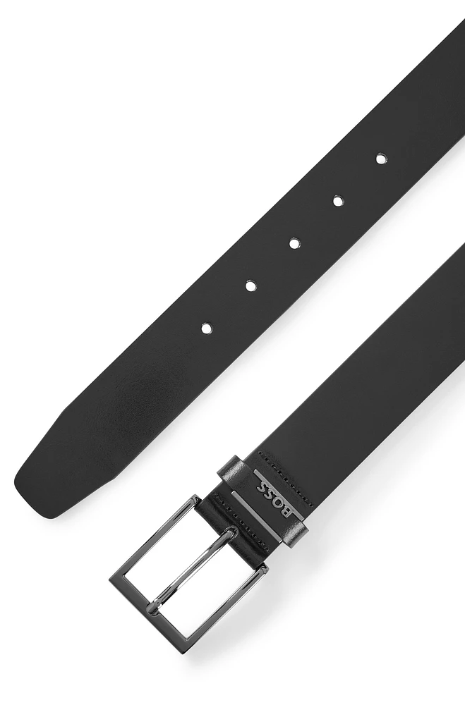 Italian-leather belt with logo keeper