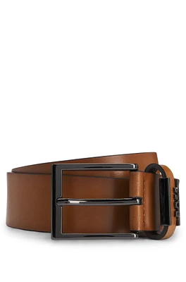 Italian-leather belt with logo keeper