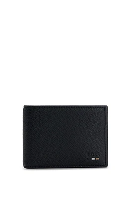 Faux-leather billfold wallet with logo and signature stripe