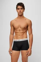 BOSS - Three-pack of soft-touch stretch trunks with logo waistbands Dark Red