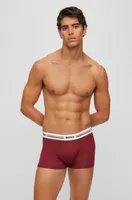 BOSS - Three-pack of soft-touch stretch trunks with logo waistbands Dark Red