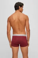 BOSS - Three-pack of soft-touch stretch trunks with logo waistbands Dark Red