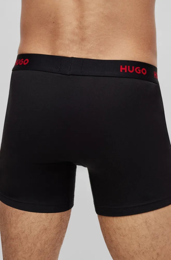HUGO Three-pack of stretch-cotton boxer briefs with logo