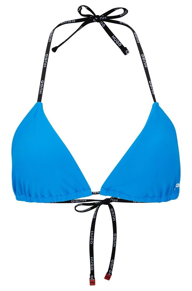 Top de bikini triangular con tira la marca y detalle logo