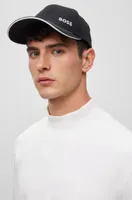 Cotton-twill cap with embroidered logo and metal buckle