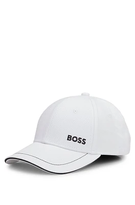 BOSS - Cotton-twill cap with embroidered logo and metal buckle - White