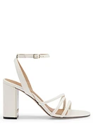 Nappa-leather sandals with block heel and straps