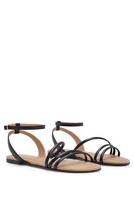 Nappa-leather strappy sandals with flat sole
