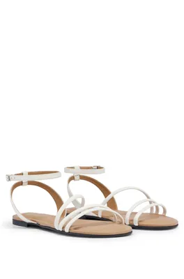 Nappa-leather strappy sandals with flat sole