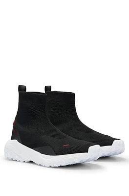 High-top sock trainers with chunky sole and branding