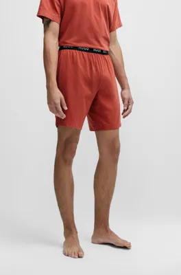 Stretch-cotton pajama shorts with logo waistband